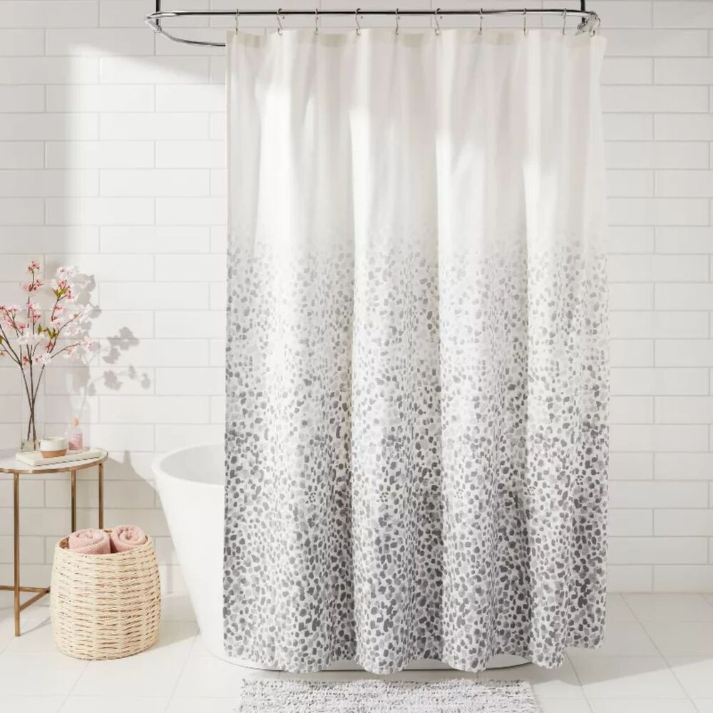 Leopard Glam Home Bath Shower Curtain Ombre Gray - Threshold 100% Cotton, Woven